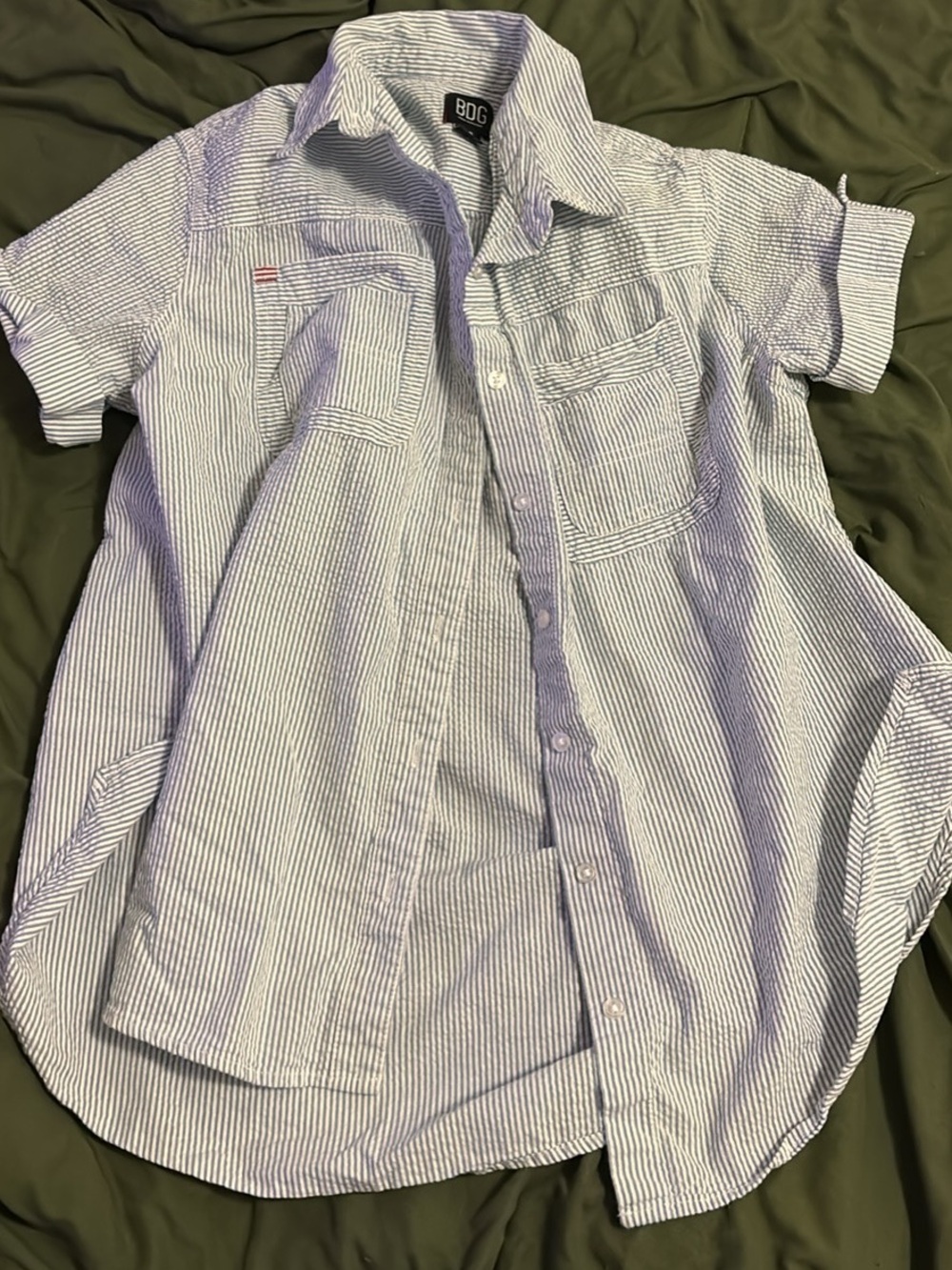 BDG Blue & White Striped Button-Up Shirt